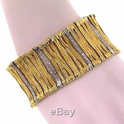 Roberto Coin Italy 18K Yellow & White Gold Diamond Elephant Skin Link Bracelet