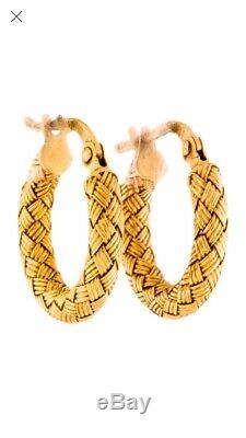 Roberto Coin Italy 18K Yellow gold woven huggie hoop earrings