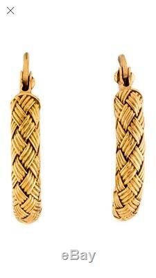 Roberto Coin Italy 18K Yellow gold woven huggie hoop earrings