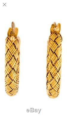 Roberto Coin Italy 18K Yellow gold woven huggie hoop earrings