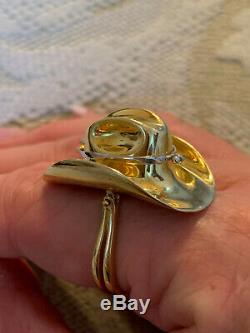 Roberto Coin Italy 18k Solid Gold COWBOY HAT RING with Diamond, Western Rodeo