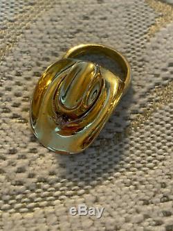 Roberto Coin Italy 18k Solid Gold COWBOY HAT RING with Diamond, Western Rodeo