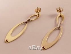 Roberto Coin Large Chic & Shine 18k Y/w Gold Diamond Oval Shape Dangle Earrings