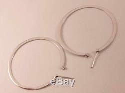 Roberto Coin Large Flat 18k White Gold Round Shape 2.12 Inch Hoop Earrings