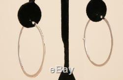 Roberto Coin Large Flat 18k White Gold Round Shape 2.12 Inch Hoop Earrings