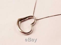 Roberto Coin Large Open Slanted Love Heart 18k White Gold Necklace Pendant