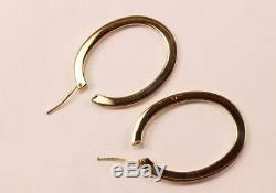 Roberto Coin Large Wide 18k Yellow Gold Oval Shape 1.77 Inch Drop Hoop Earrings