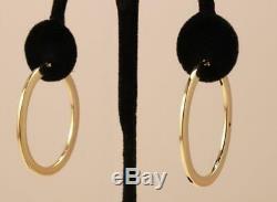 Roberto Coin Large Wide 18k Yellow Gold Oval Shape 1.77 Inch Drop Hoop Earrings