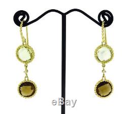 Roberto Coin Lemon & smokey quartz diamond earrings in 18k yelllow gold