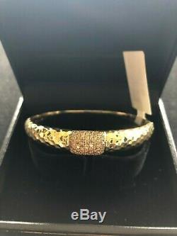 Roberto Coin Martellato 18K Yellow Gold with Chocolate Diamonds Bangle Bracelet