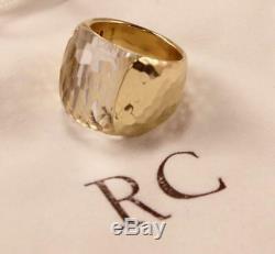 Roberto Coin Martellato 18k Yellow Gold With Clear Quartz Domed Ring Size 7.5