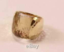 Roberto Coin Martellato 18k Yellow Gold With Clear Quartz Domed Ring Size 7.5