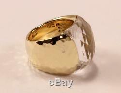 Roberto Coin Martellato 18k Yellow Gold With Clear Quartz Domed Ring Size 7.5