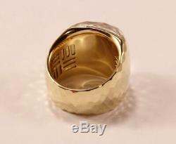 Roberto Coin Martellato 18k Yellow Gold With Clear Quartz Domed Ring Size 7.5