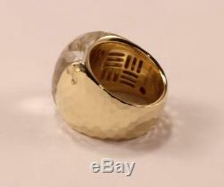 Roberto Coin Martellato 18k Yellow Gold With Clear Quartz Domed Ring Size 7.5