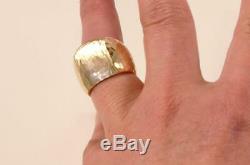 Roberto Coin Martellato 18k Yellow Gold With Clear Quartz Domed Ring Size 7.5