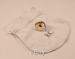 Roberto Coin Martellato 18k Yellow Gold With Clear Quartz Domed Ring Size 7.5