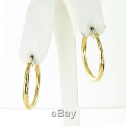 Roberto Coin Martellato Hammered Hoop Earrings 18K Yellow Gold New $1860