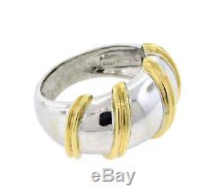 Roberto Coin NABUCCO Ring, Wide Two-Tone Band, 18K White / Yellow Gold