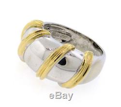 Roberto Coin NABUCCO Ring, Wide Two-Tone Band, 18K White / Yellow Gold