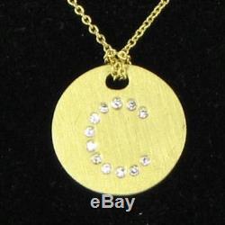 Roberto Coin Necklace Initial C Disk 0.04cts Diamonds 18k Yellow Gold New $620