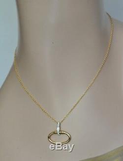 Roberto Coin Oval Pendant Necklace 18K Yellow Gold with Diamonds $1600 New Sale