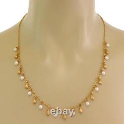 Roberto Coin Pearls 18k Yellow Gold Dangle Teardrop Charms Chain Necklace