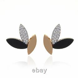 Roberto Coin Petals 18k Rose & White Gold Diamond & Jade Earrings 8882536aherb