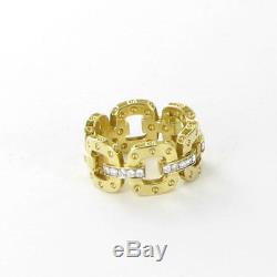 Roberto Coin Pois Moi Diamond Link Band Ring 10mm 18K Gold Sz 6.5 New $3000