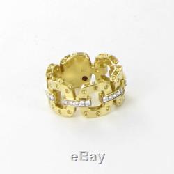 Roberto Coin Pois Moi Diamond Link Band Ring 10mm 18K Gold Sz 6.5 New $3000