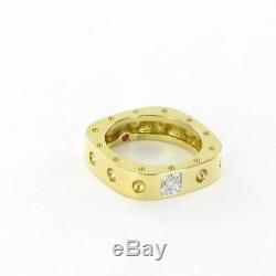 Roberto Coin Pois Moi Diamond Ring 5mm Single Row Square 18k Gold Sz 6 New $1900