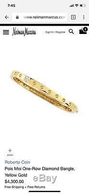 Roberto Coin Pois Moi Diamond Single-Row Bangle Bracelet 18K Gold $4300