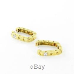 Roberto Coin Pois Moi Earrings 18K Yellow Gold Medium Square Diamond New $3900
