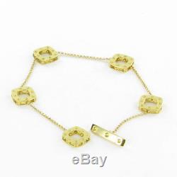 Roberto Coin Pois Moi Square Five Station Bracelet 9mm Wide 18K Yellow Gold New