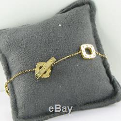 Roberto Coin Pois Moi Square Five Station Bracelet 9mm Wide 18K Yellow Gold New