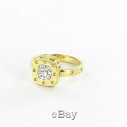 Roberto Coin Pois Moi Square Pave Diamond Ring 10mm Sz 6.5 18K Yellow Gold $1400