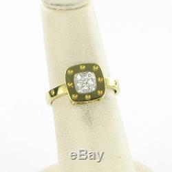 Roberto Coin Pois Moi Square Pave Diamond Ring 10mm Sz 6.5 18K Yellow Gold $1400