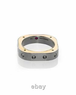 Roberto Coin Pois Moi Stainless Steel & 18k Rose Gold Ring Sz 10.75 7771524ASH11