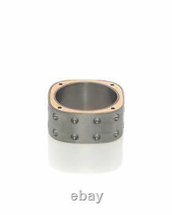 Roberto Coin Pois Moi Stainless Steel & 18k Rose Gold Ring Sz 10 7771525ASH03R