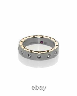 Roberto Coin Pois Moi Stainless Steel & 18k Rose Gold Ring Sz 10 7771526ASH105R