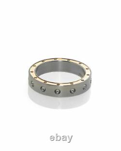 Roberto Coin Pois Moi Stainless Steel & 18k Rose Gold Ring Sz 9.75 7771526ASH10R