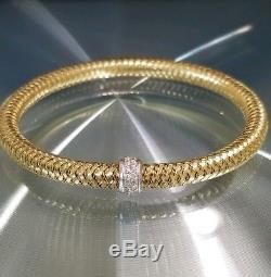 Roberto Coin Primavera 10mm Diamond 18k Yellow Gold Bracelet 0.25cts Stretc 18k