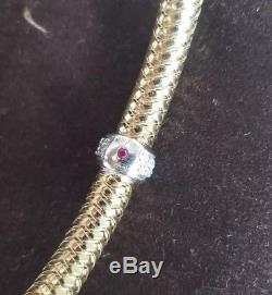 Roberto Coin Primavera 10mm Diamond 18k Yellow Gold Bracelet 0.25cts Stretc 18k