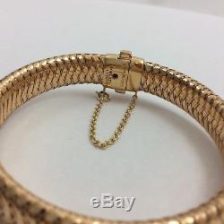 Roberto Coin Primavera 18k Rose Gold Diamond Flexible Woven Bangle Bracelet