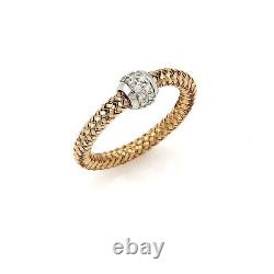 Roberto Coin Primavera Diamond 18k Rose & White Gold Band Ring Size 6.25