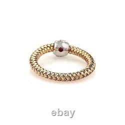 Roberto Coin Primavera Diamond 18k Rose & White Gold Band Ring Size 6.25