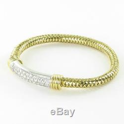 Roberto Coin Primavera Diamond Bar Bracelet Bangle 1.35cts Mesh 18k Yellow Gold