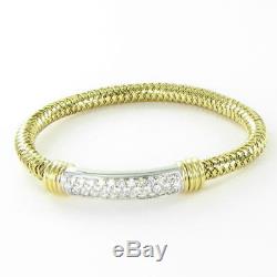 Roberto Coin Primavera Diamond Bar Bracelet Bangle 1.35cts Mesh 18k Yellow Gold