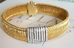Roberto Coin Primavera Diamond Bracelet Mesh 18k Yellow Gold 14 mm. 8ct Box