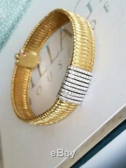 Roberto Coin Primavera Diamond Bracelet Mesh 18k Yellow Gold 14 mm. 8ct Box